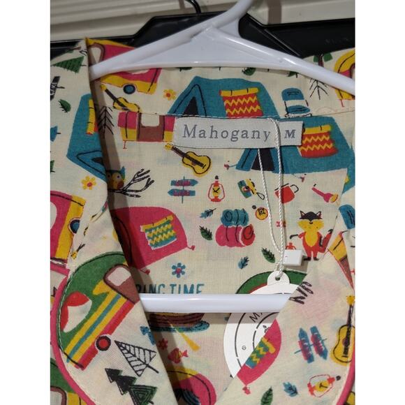 Mahogany NWT 100% Cotton 'Happy Camper' Pajamas Set Womens' Sz Medium - Picture 5 of 16